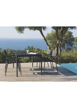 HOUE 1 Four Table, 4 Reclips Dining Chair Black Chairs/Black Table New