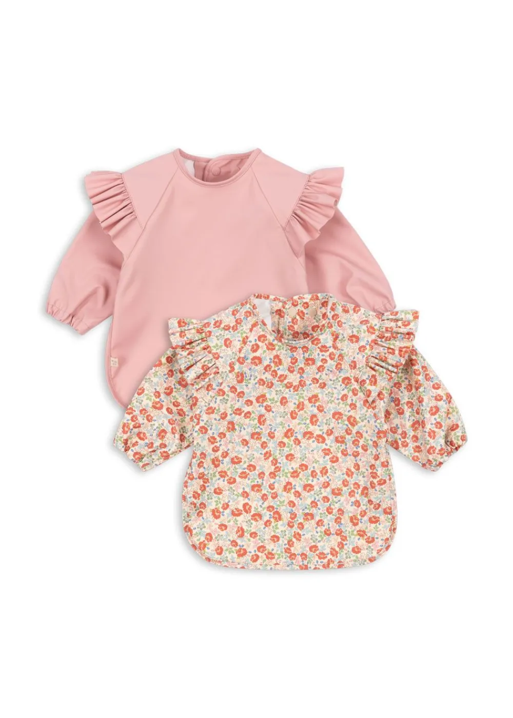 Konges Sløjd 2 Pack Dinner Bib with sleeves and frill KALUKA / BRIDAL ROSE Online