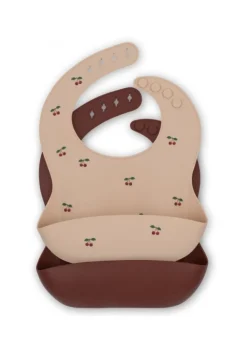 Konges Sløjd 2 PACK SILICONE BIB CHERRY/MOCCA Hot