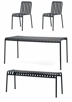 HAY 1 Palissade Bord, 2 Palissade Chair og 1 Palissade Bench Anthracite New