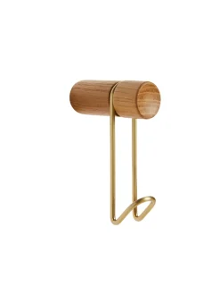 Woud Around Wall Hanger Oak/Satin Brass - Small New