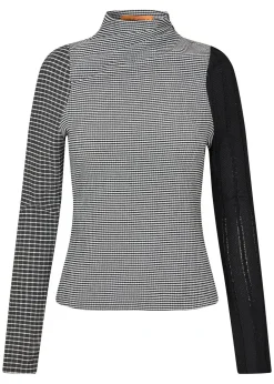 Stine Goya Asymmetric Long Sleeve Top Black / White New