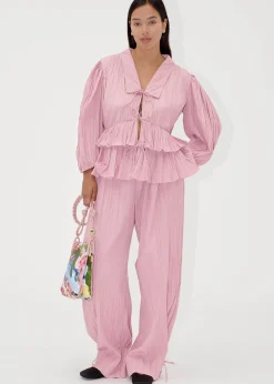 Stine Goya Balloon Sleeve Tie Top Pink Nectar Discount