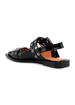 Ganni Chunky Buckle Ballerina Naplack Black Clearance