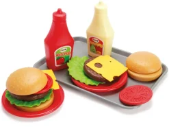 Dantoy Classic Burger set on Tray Brown, Gray Cool, Green, Light Orange, Light Yellow, Red Outlet