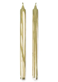 Ferm Living Dryp Candles - Set of 2 Olive Online
