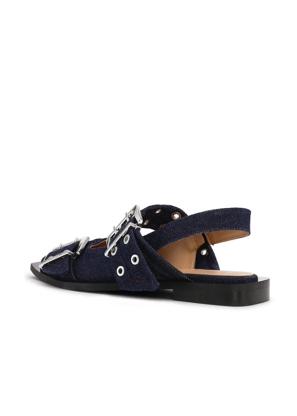 Ganni Feminine Buckle Ballerina Denim Dark Navy Clearance