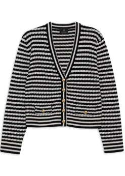 Anine Bing Gwen Cardigan White/Black Clearance
