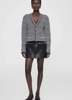 Anine Bing Gwen Cardigan White/Black Clearance