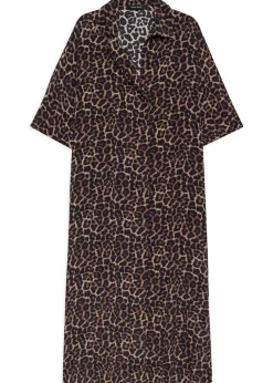 Anine Bing Julia Dress Black & Brown Leopard Hot