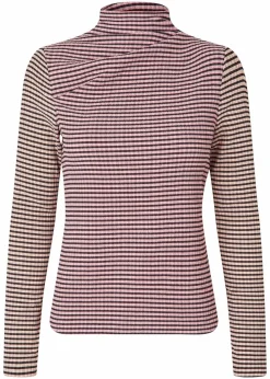 Stine Goya Long Sleeve Pleated Shoulder Top Pink/Black Discount