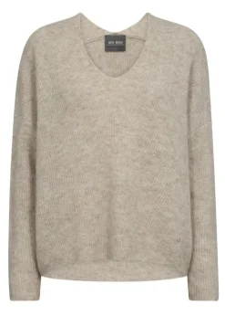 Mos Mosh MMThora V-neck Knit NOOS Feather Gray Sale