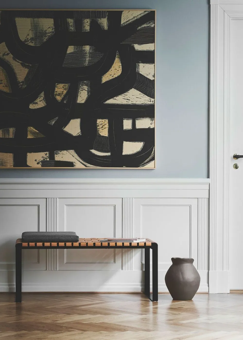 Bent Hansen Plaited Stel: Sort Pulverlakeret Stål / Gjorde: Kernelæder, Natur Fashion