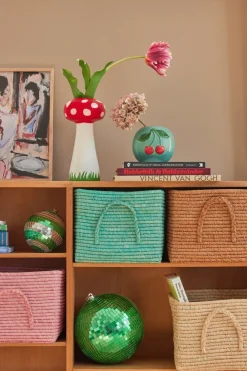 Rice Raffia Square Basket Mint Discount