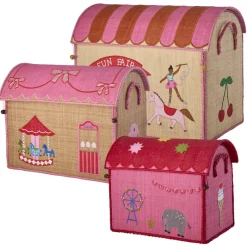 Kinder Rice Raffia Toy Baskets - Set Of 3