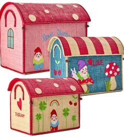 Kinder Rice Raffia Toy Baskets - Set Of 3