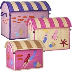 Kinder Rice Raffia Toy Baskets - Set Of 3