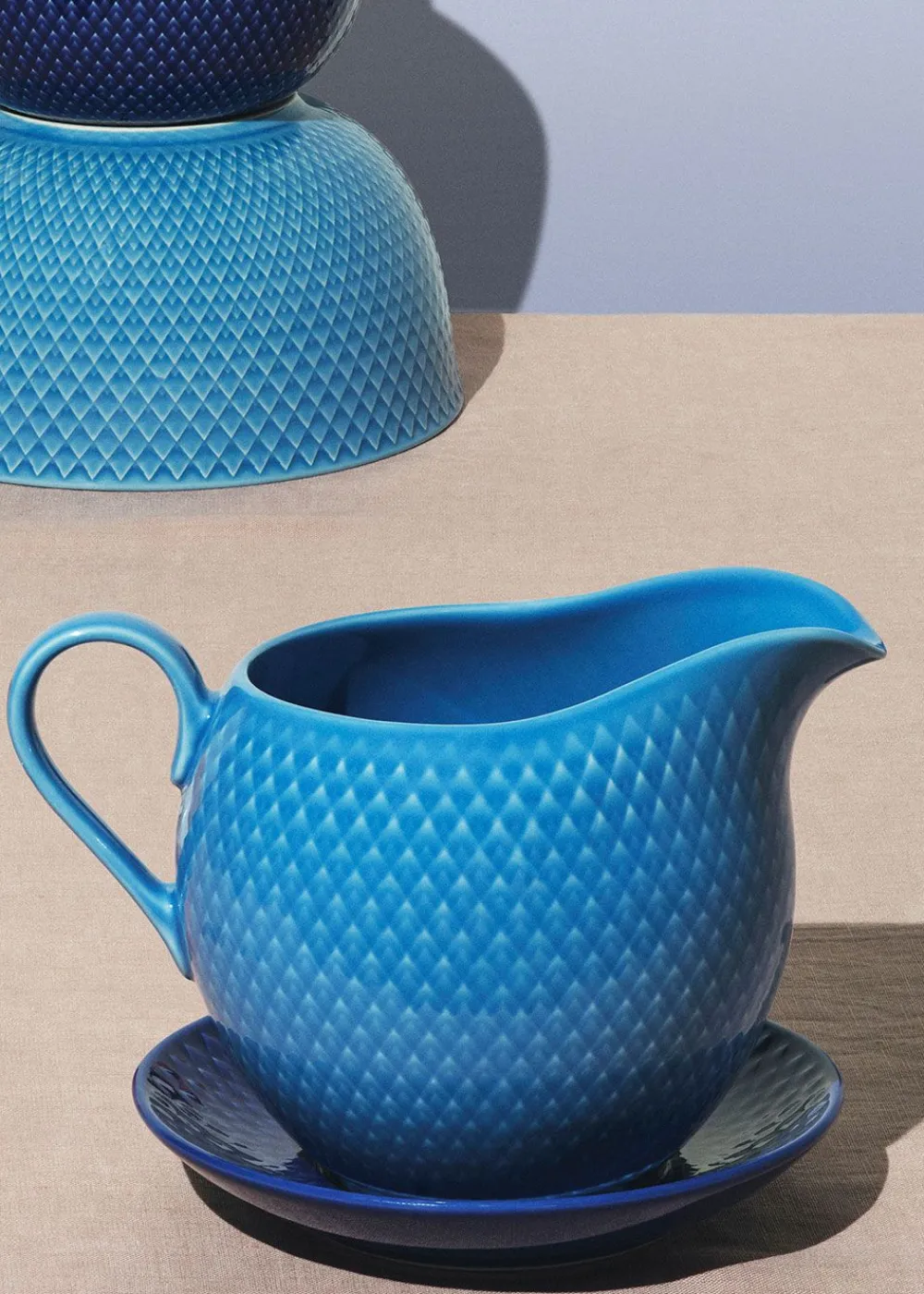 Lyngby Porcelain Rhombe Color Sauce Boat