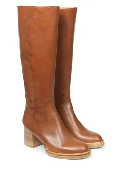 Angulus 70s Inspired Long Shafted Leather Boot Cognac Clearance