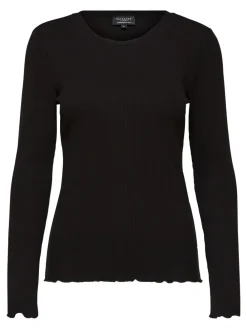 Selected Femme SLFAnna Plain LS Crew Neck Tee