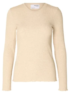 Selected Femme SLFAnna Plain LS Crew Neck Tee