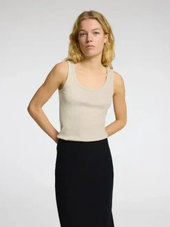 Selected Femme SLFAnna U-neck Tank Top NOOS Oatmeal Melange Sale