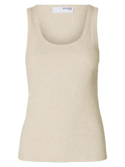 Selected Femme SLFAnna U-neck Tank Top NOOS Oatmeal Melange Sale