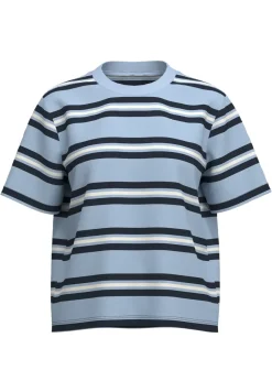 Selected Femme SLFBoxy-Luma SS O-Neck Tee Cashmere Blue Dark Sapphire/Egret Hot