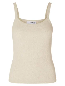 Selected Femme SLFCelica Anna Strap Tank Top Oatmeal New