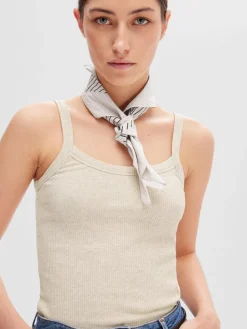 Selected Femme SLFCelica Anna Strap Tank Top Oatmeal New