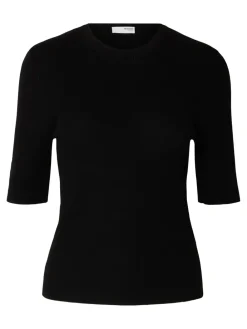Selected Femme SLFIngrid 2/4 Knit O-neck Black Clearance