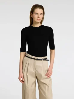 Selected Femme SLFIngrid 2/4 Knit O-neck Black Clearance