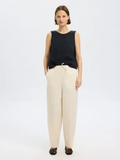 Selected Femme SLFLinna SL Reversible Linen Top Black Best