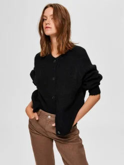 Selected Femme SLFLulu Knit Short Cardigan NOOS Black Online