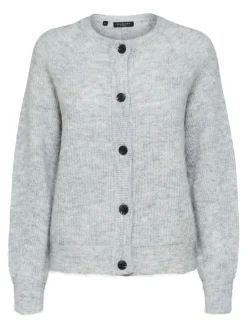 Selected Femme SLFLulu Knit Short Cardigan NOOS Light Grey Melange Clearance