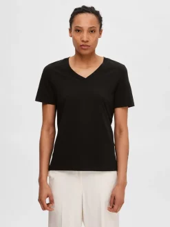 Selected Femme SLFMyessential SS V-neck Tee