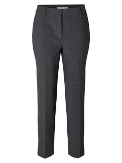 Selected Femme SLFRita-Ria MW Cropped Pant NOOS Dark Grey Melange Fashion