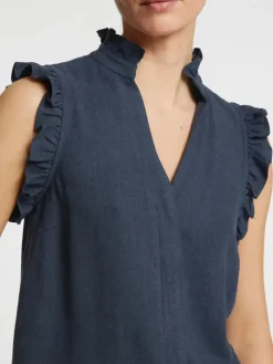 Selected Femme SLFViva SL Sun Ruffle Top NOOS Dark Sapphire Outlet