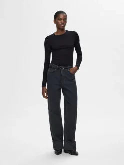 Selected Femme SLFWola LS O-Neck Steel Gray Melange Discount