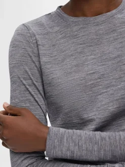 Selected Femme SLFWola LS O-Neck Steel Gray Melange Discount