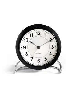 Arne Jacobsen Station Vægur Table clock black/white Discount