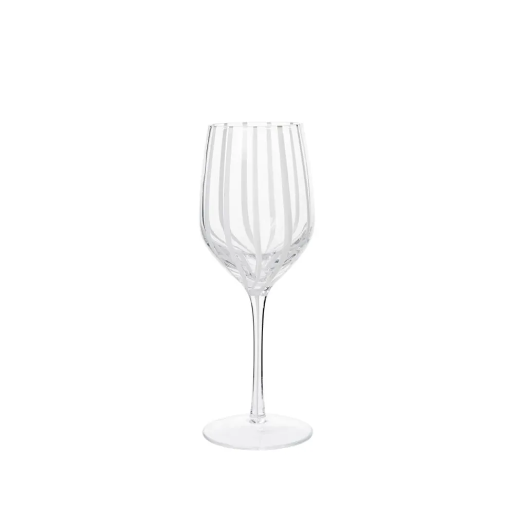 Broste CPH Stripe White Wine Glass Clear/White Clearance