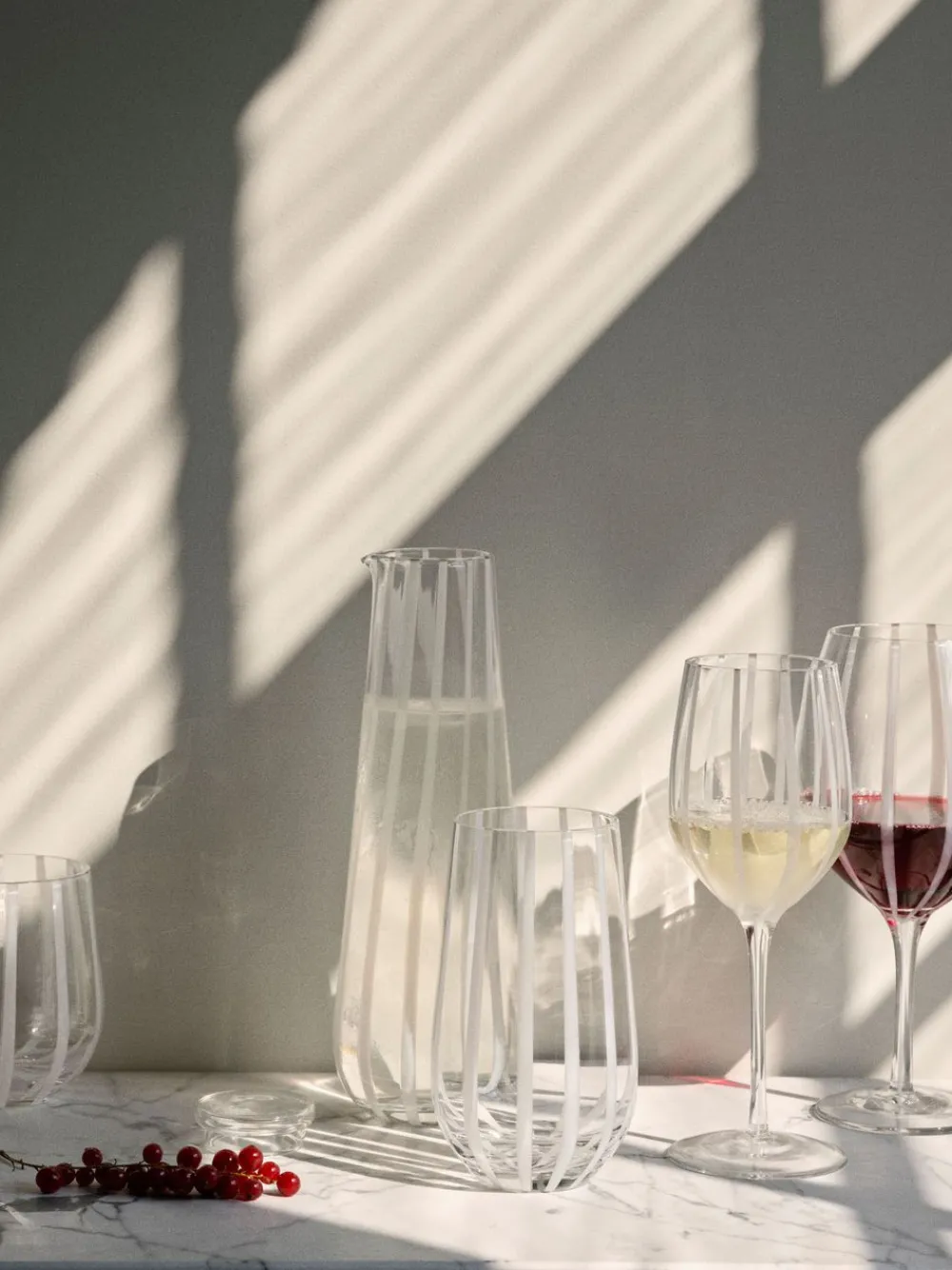 Broste CPH Stripe White Wine Glass Clear/White Clearance