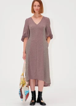 Stine Goya Three-quarter Sleeve Midi Dress Pink/Black Clearance