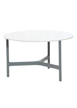 Cane-line Twist Coffee Table - Medium Base: Light Grey, Aluminium / Top: White, Cane-line HI-Core Fashion