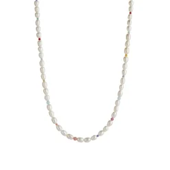 Stine A White Pearls & candy Stone Necklace Goldplated Clearance