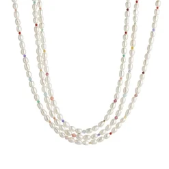 Stine A White Pearls & candy Stone Necklace Goldplated Clearance